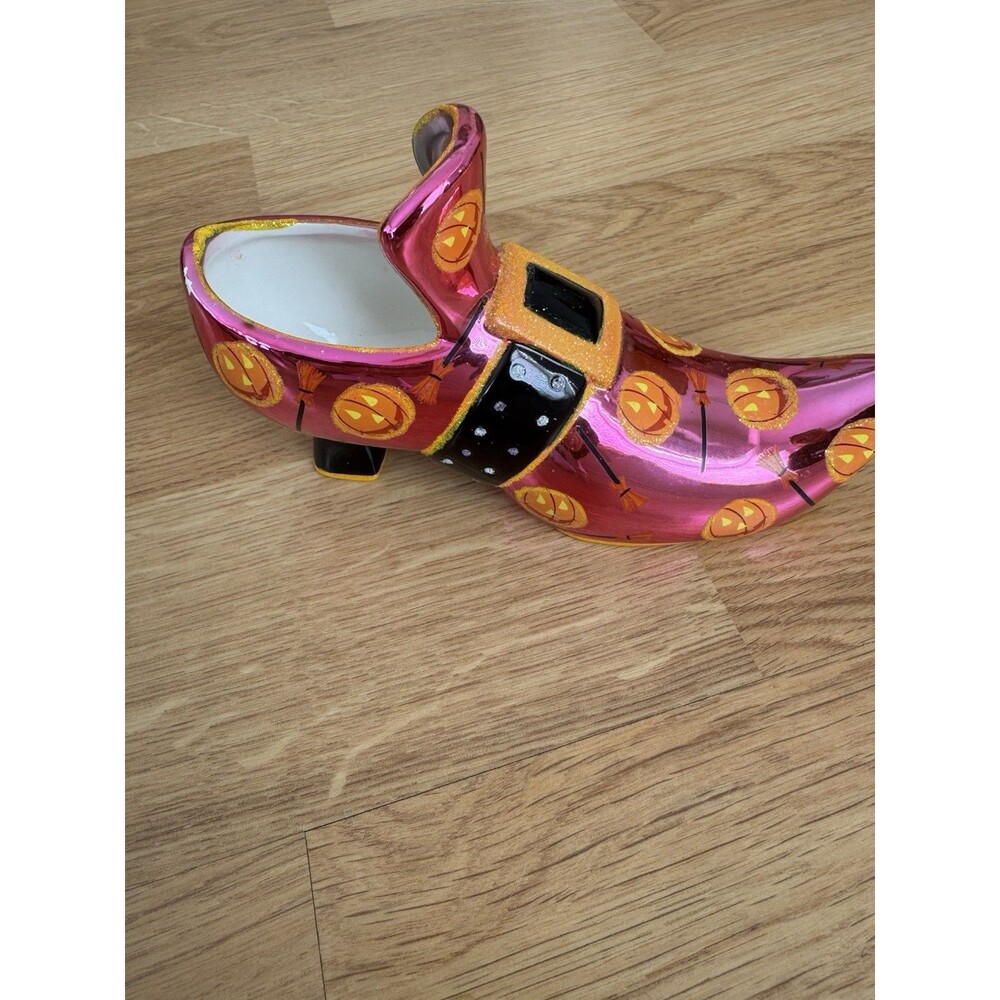 Christopher Radko‎ Foot Fright Pumpkins Halloween Witch Shoe Candy Dish